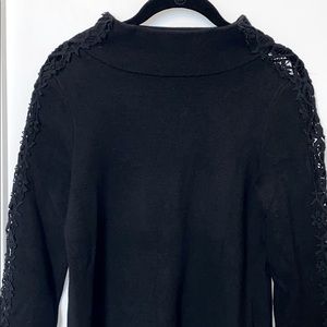 Anthropologie black lace sleeve turtleneck